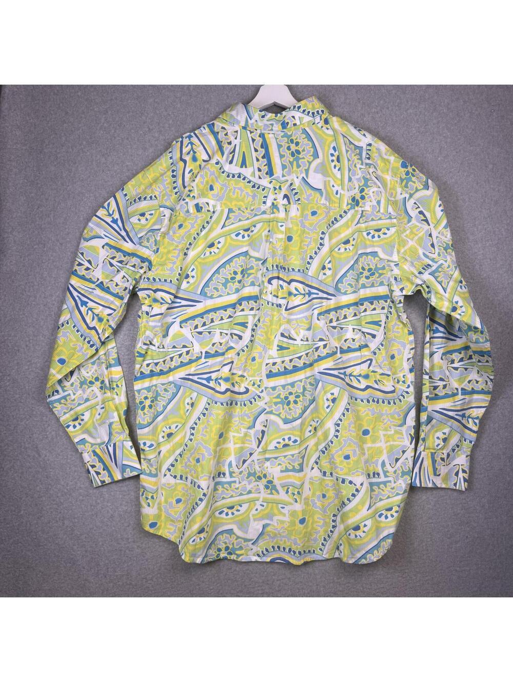 Enyce Men's Size 3XL XXXL Yellow Blue Geometric Print Button Down Shirt LS - Picture 7 of 8